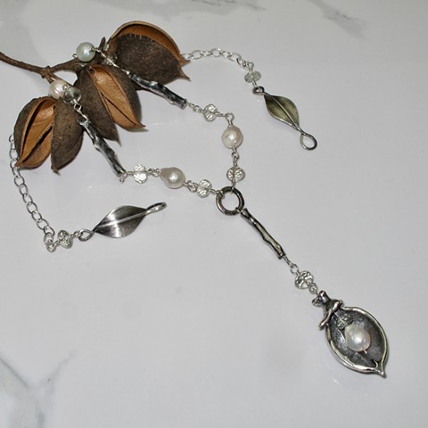 PMC seed pod necklace #126