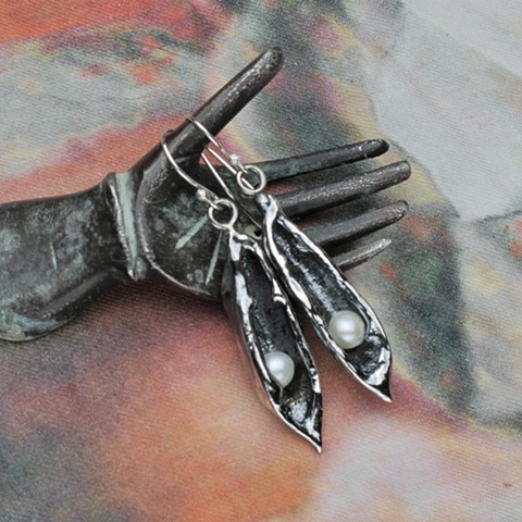 PMC seed pod earrings #118e