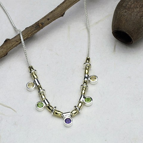 5 sliding bezels necklace #822 