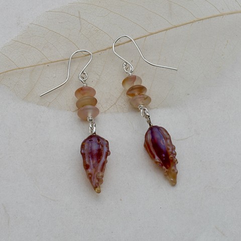 handblown glass fire earrings #961E