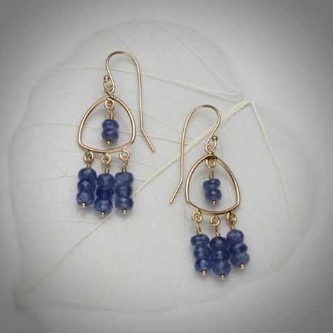 sparkling tanzanite on gold filled frame & french wires #987