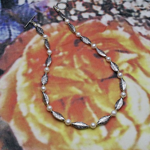 elegantly simple, silver and pearls #131