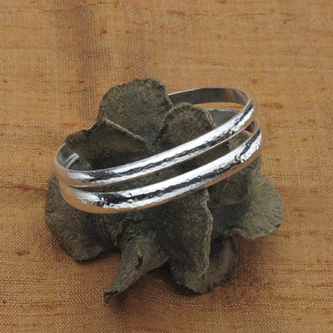 hammered silver open bangles #926B & #927B