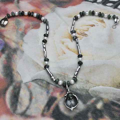 PMC seed pod with green jasper #127