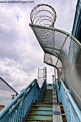 Stairway to Benjamin Franklin Bridge walkway