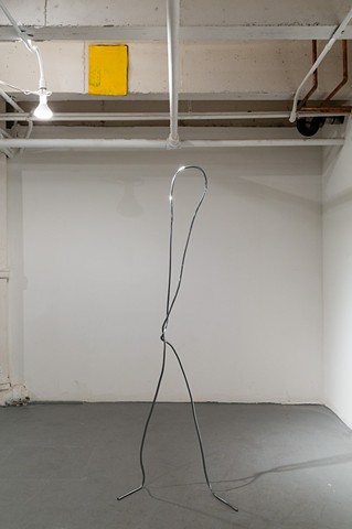 Amy Green
"Yellow with Fabric Scrap"
2014
and 
Joshua Callaghan
"Paperclip Figure #6"
2013
