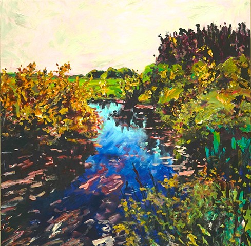Blue and Rose Stream 36 in x 36 in 2018