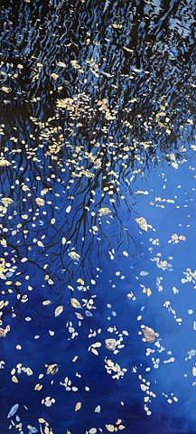 Pond with Yellow Leaves and Blue
