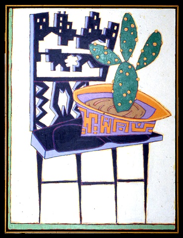 Black Chair with Cactus