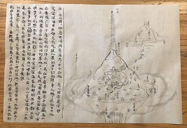 Hand Draft inspired by artist’s observation around Dragon King Pond in Lhasa