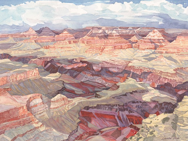 Canyon Lands - Looking through Mesa Arch to Washer Woman  Arch and the La Sal Mountains