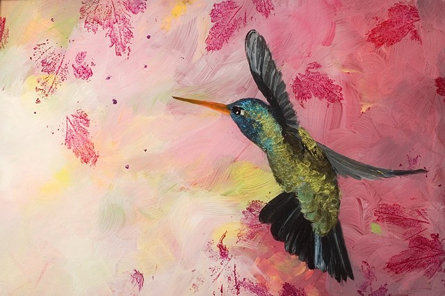 Hummingbird painting, hummingbird, hummingbird art, Sue Betanzos