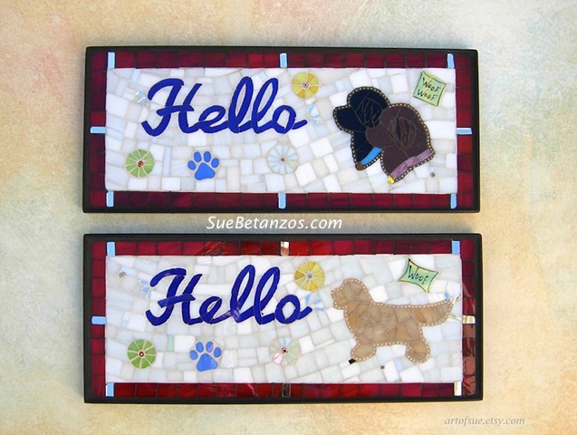Stained Glass Mosaic, Pet portrait mosaic, mosaic sign, Sue Betanzos, home decor, pet decor, dog accessory, Newfoundland dog, Newfies, custom mosaic dog, custom mosaic animal, custom mosaic sign, suebetanzos, pet portraits