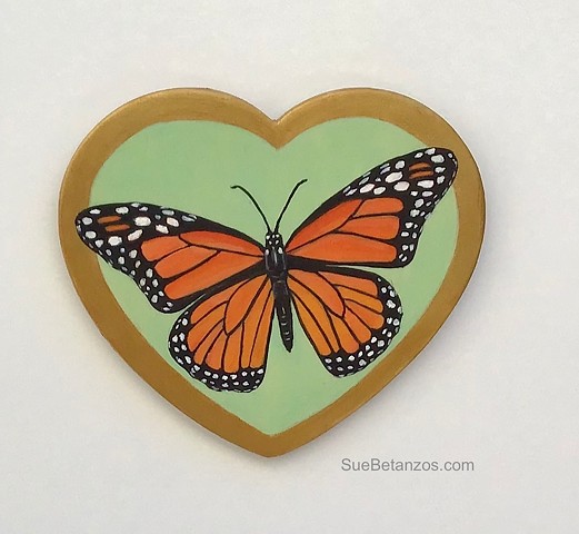 Monarch Butterflies, Mothers Day Gift, Monarch butterfly painting, miniature monarch butterfly painting, Sue Betanzos, miniature butterfly painting