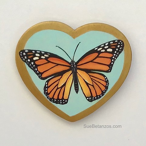 Monarch Butterflies, Mothers Day Gift, Monarch butterfly painting, miniature monarch butterfly painting, Sue Betanzos, miniature butterfly painting