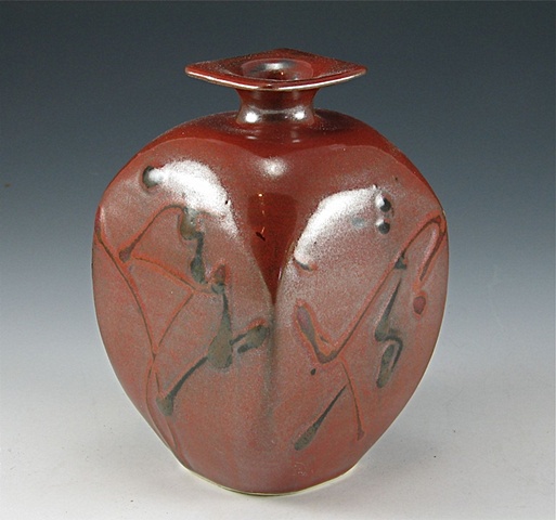 Iron Red Squared Vase