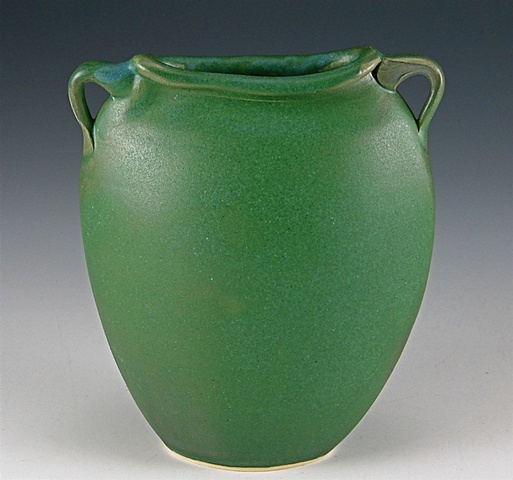 Matte Green Flat Vase