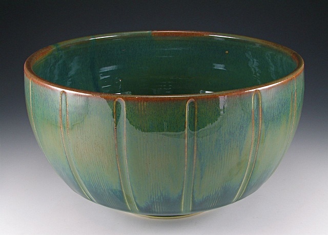 Chun Green Hand Carved Bowl
