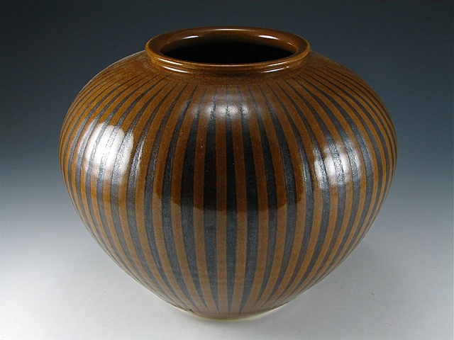 Brown and Black Striped Vase