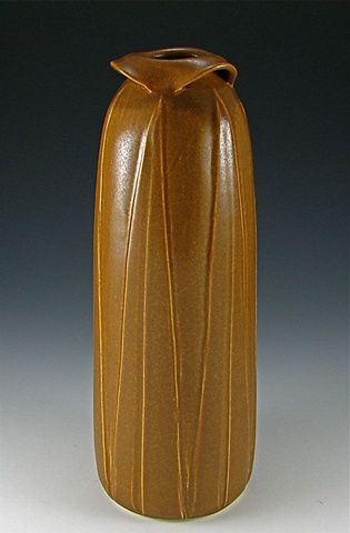 Matte Brown Hand Carved Vase