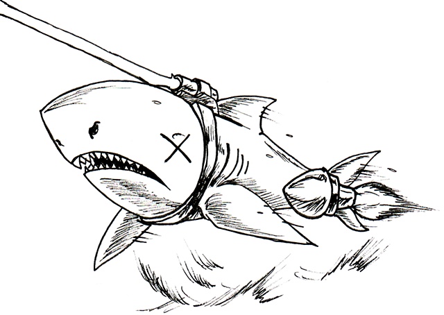 Laser- Guided Land Shark. Card Artwork. Monster Type: The Deadliest Predator of the Sea... WEAPONIZED!!!