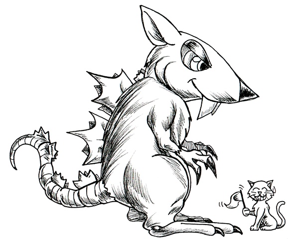 Giant Rat. Card Artwork. Monster Type: The TRUE Dungeon Rat.