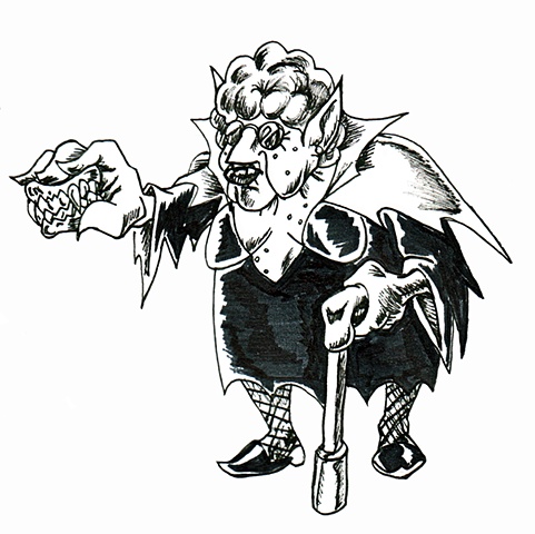 Vampire Granny. Card Artwork. Monster Class: A vampire neither pretty nor monstrous; at least it doesn't sparkle.