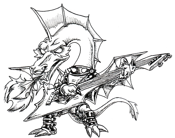 Truly Badass Dragon. Card Artwork. Monster Type: Flaming Dragon Metal God.