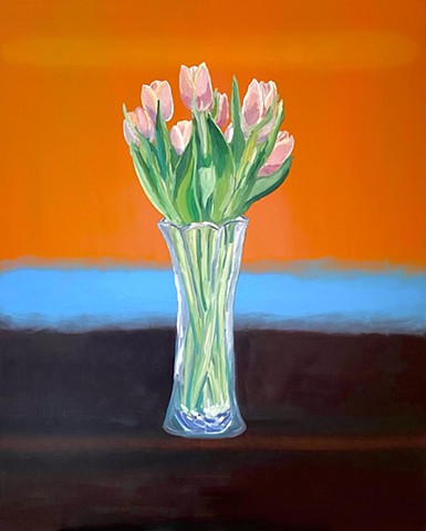 Tulips with Orange, Blue and Brown