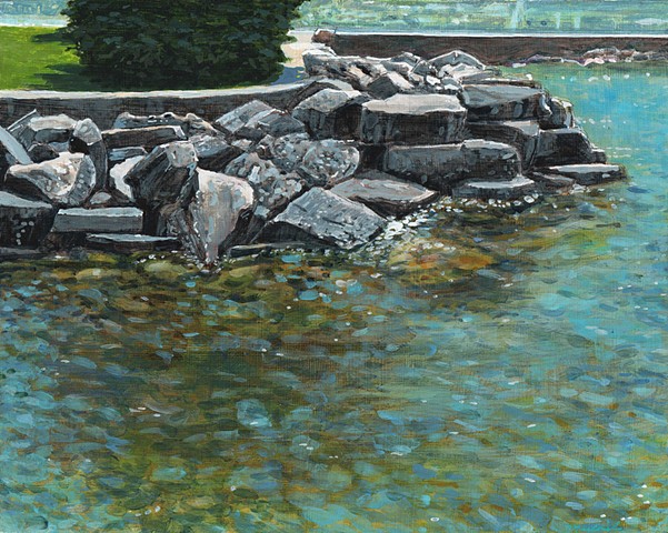 Painting of rocks along the marina in sister bay wisconsin