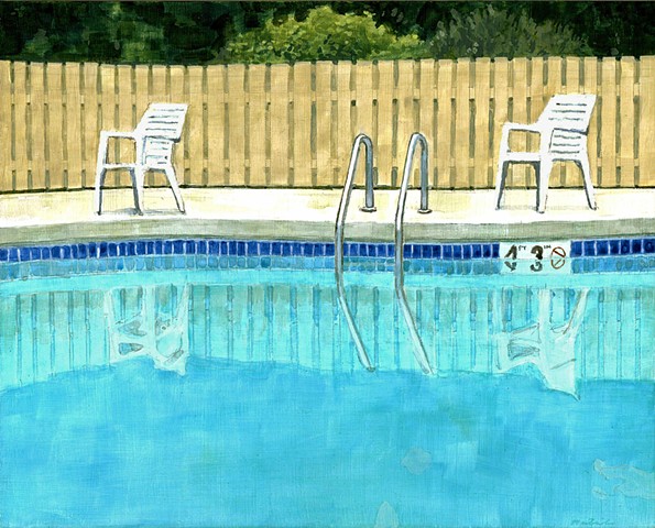 Painting of a pool in Sister Bay Wisconsin