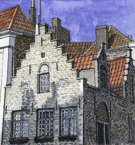 Bruge Belgium, Watercolor