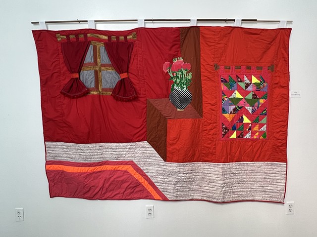 Red Room with Quilted Wall Hanging Quilt