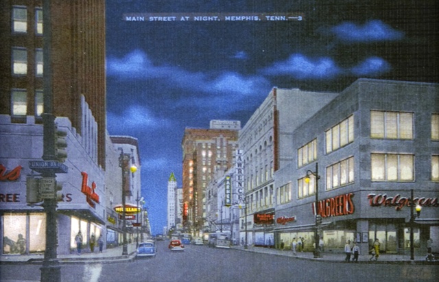 Main Street at Night- Memphis, Tenn.