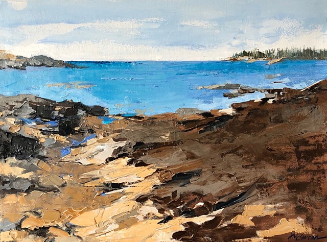 Landscape painting of Little Moose Island, Schoodic Point, Maine by Judy Mcsween