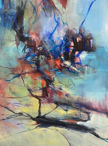 Graphic linear abstract painting by Judy McSween