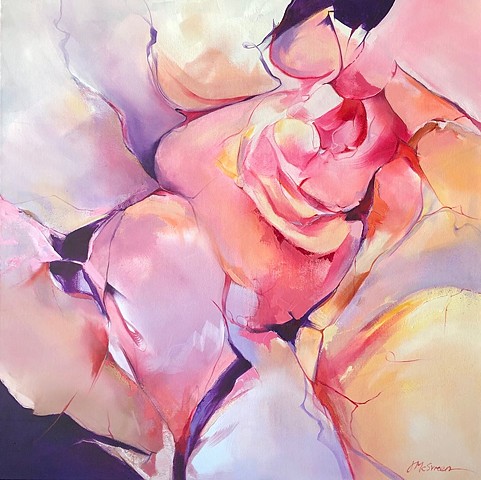 painting of a pink rose blossom by Judy McSween