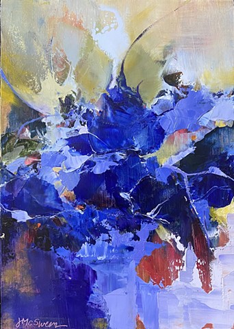 Blue violet abstract floral by Judy McSween