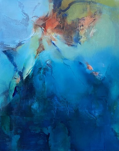 Abstract oil on aluminum textural painting by Judy McSween