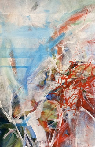 multicolored linear abstract painting by Judy McSween