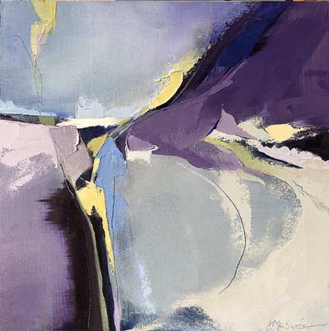 Abstract violet blue and gray oil painting by Judy Mcsween 