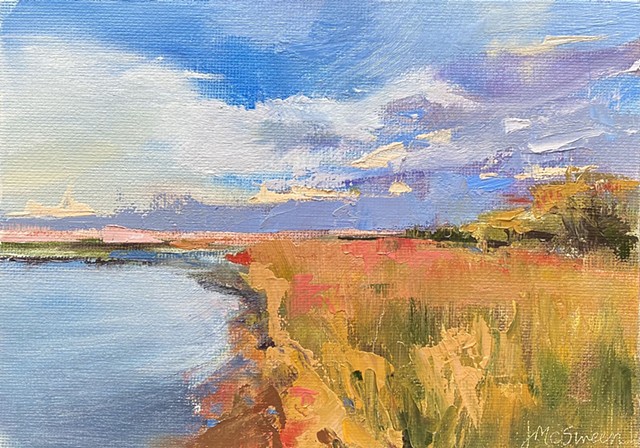 painting of marsh and golden grass by Judy Mcsween