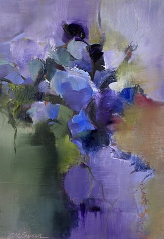 Blue violet abstract floral by Judy McSween