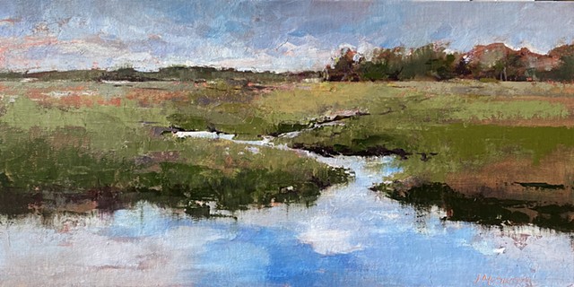 Plein air painting or marsh view along the West Ashley Greenway in Charleston, SC by Judy McSween