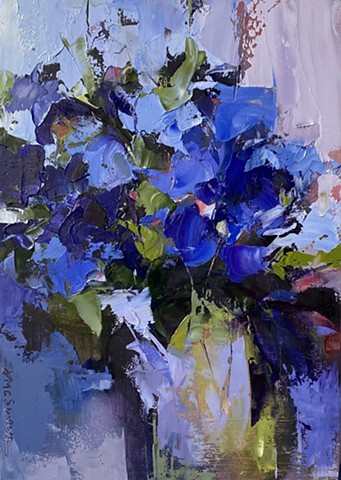 Blue violet abstract floral by Judy McSween