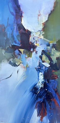 Abstract oil painting inspired by the cliffs and waterfalls of Western Ireland By Judy McSween