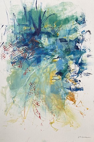 Abstract oil landscape on archival heavyweight acrylic paper by Judy McSween