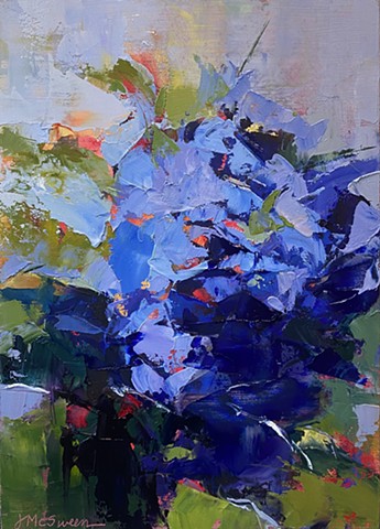 Blue violet abstract floral by Judy McSween