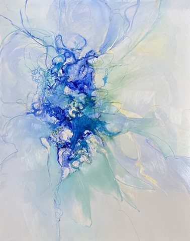 Blue abstract oil painting by Judy McSween