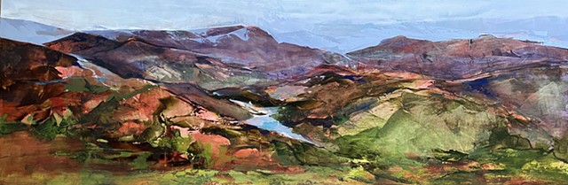 painting of mountain landscape along Huckleberry Trail by Judy Mcsween